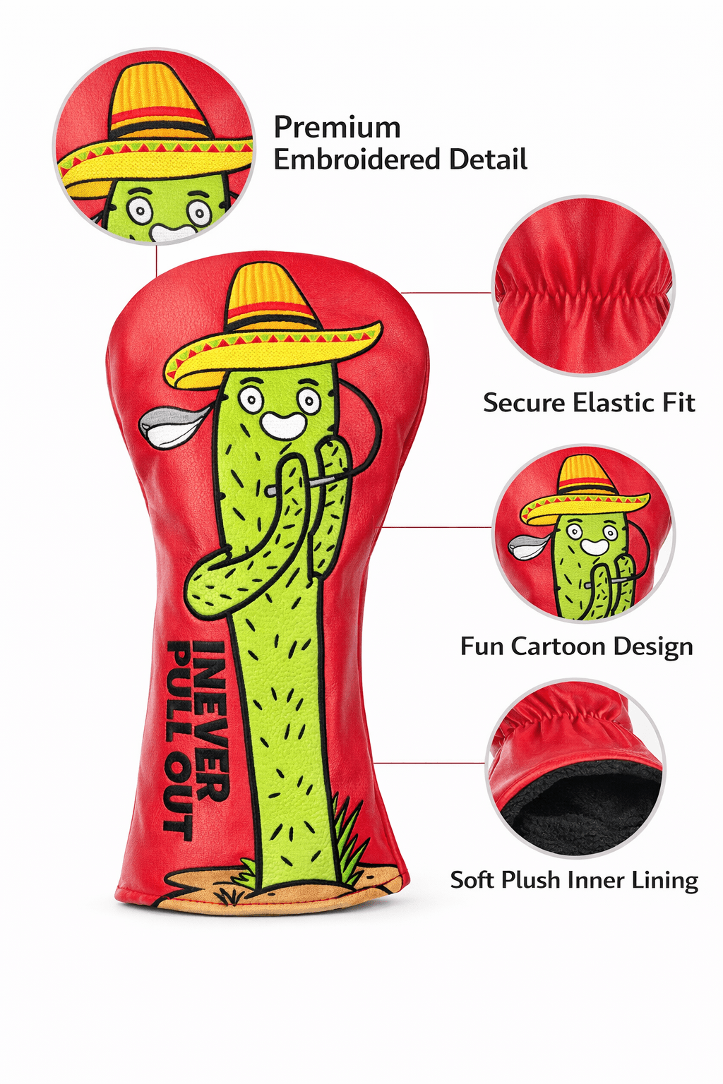 Never Pull Out Cactus Driver Headcover - Club Rehab