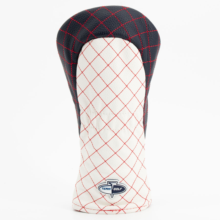 New England Patriots striped quilted fairway cover, back view