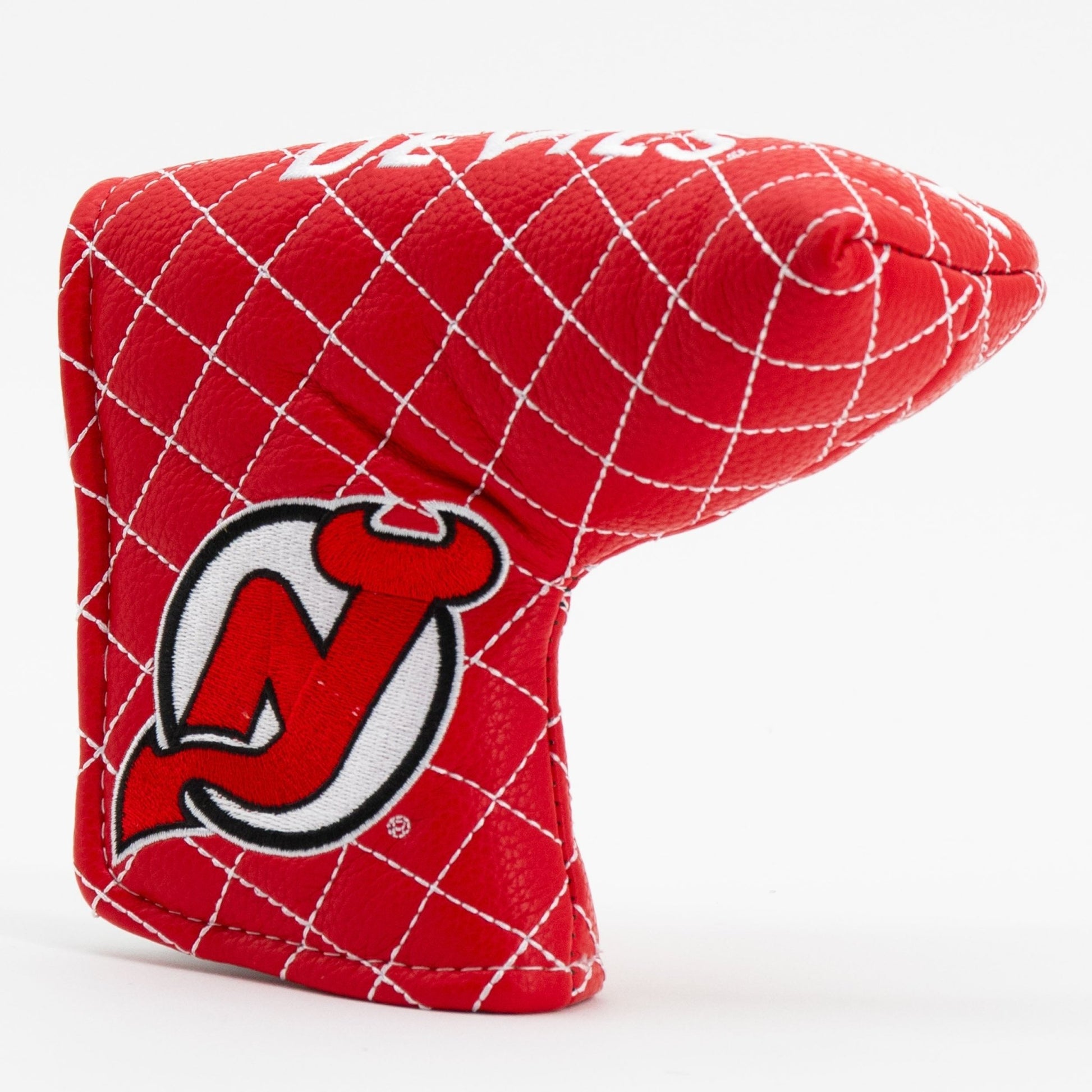 New Jersey Devils solid blade putter quilted golf headcover alternate view