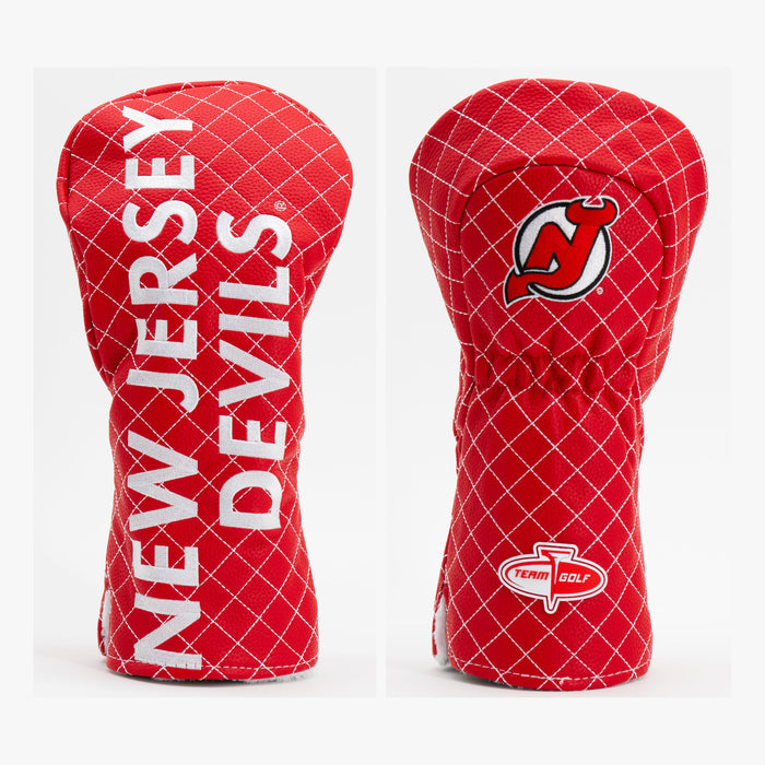 New Jersey Devils Solid Quilted Driver Headcover, front and back views