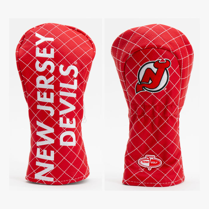 New Jersey Devils Solid Quilted Fairway Headcover, front and back views