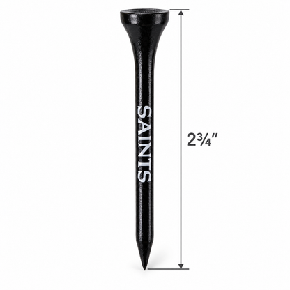 New Orleans Saints golf tee with a 2¾-inch height measurement.