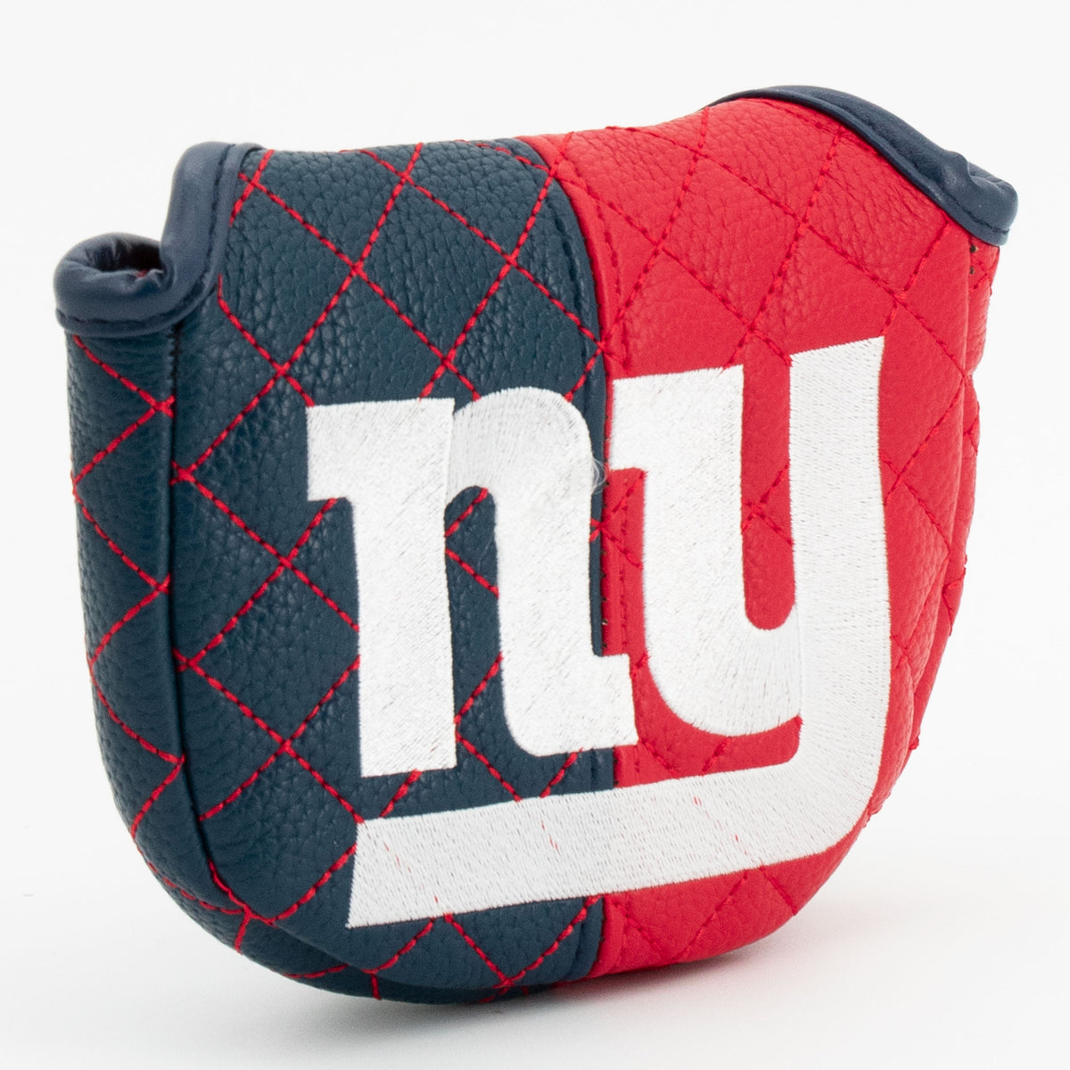 New York Giants Split Mallet Putter quilted headcover, angled view