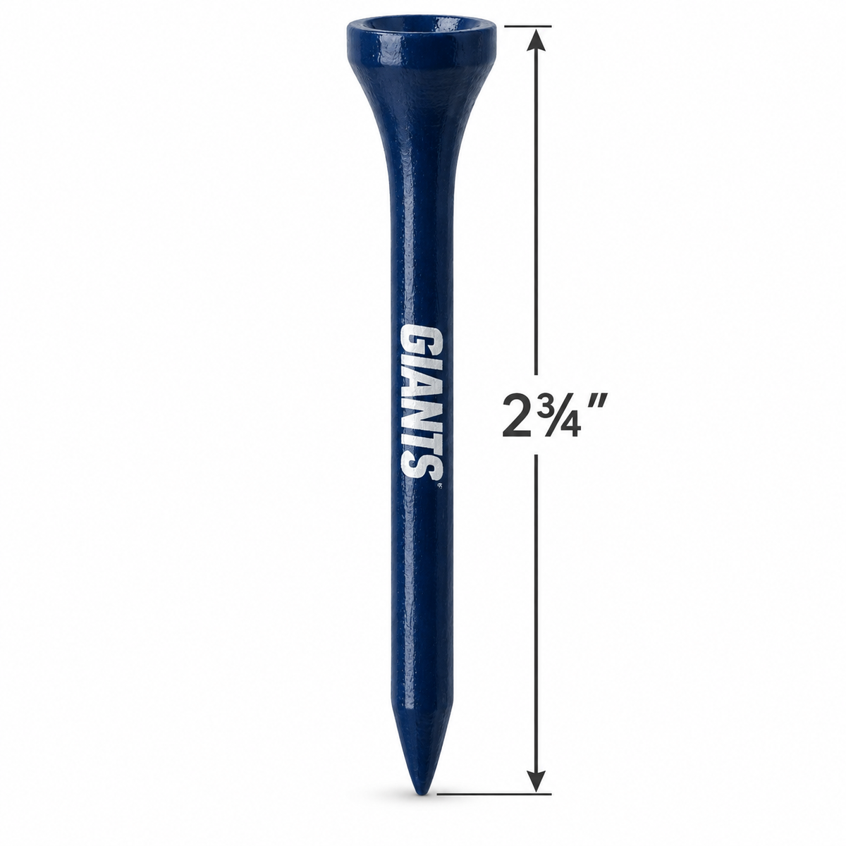 New York Giants golf tee with a 2¾-inch height measurement.