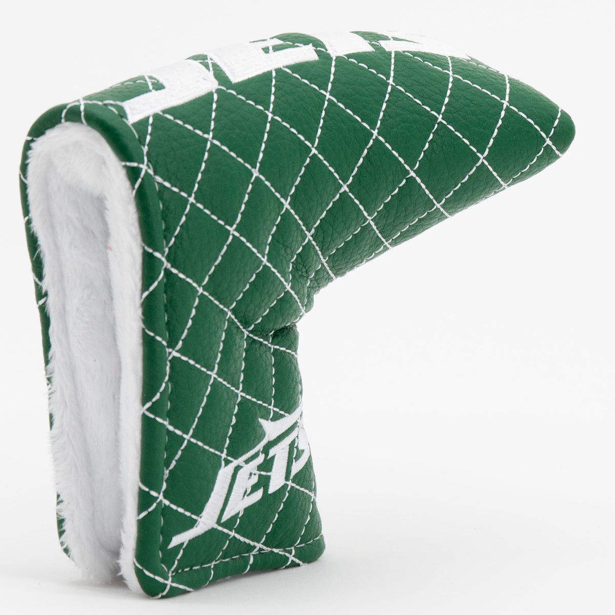 New York Jets Solid Blade Putter quilted headcover, opening detail