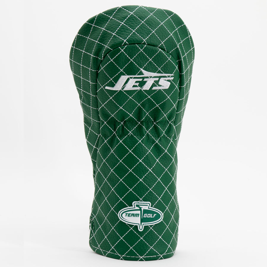New York Jets solid quilted driver cover, back view