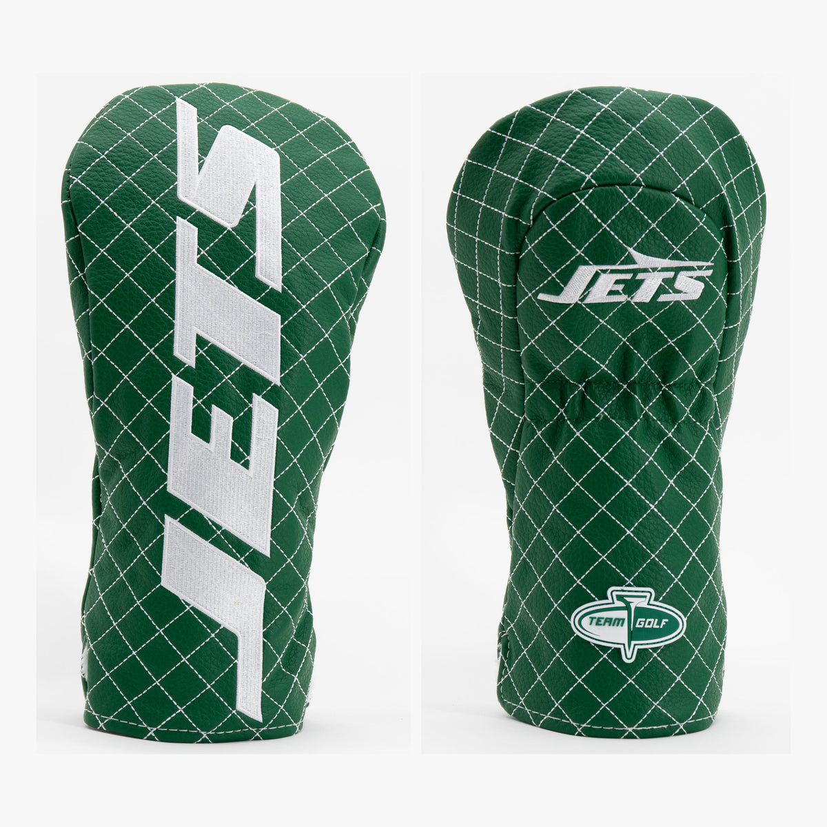 New York Jets Solid Quilted Driver Headcover, front and back views