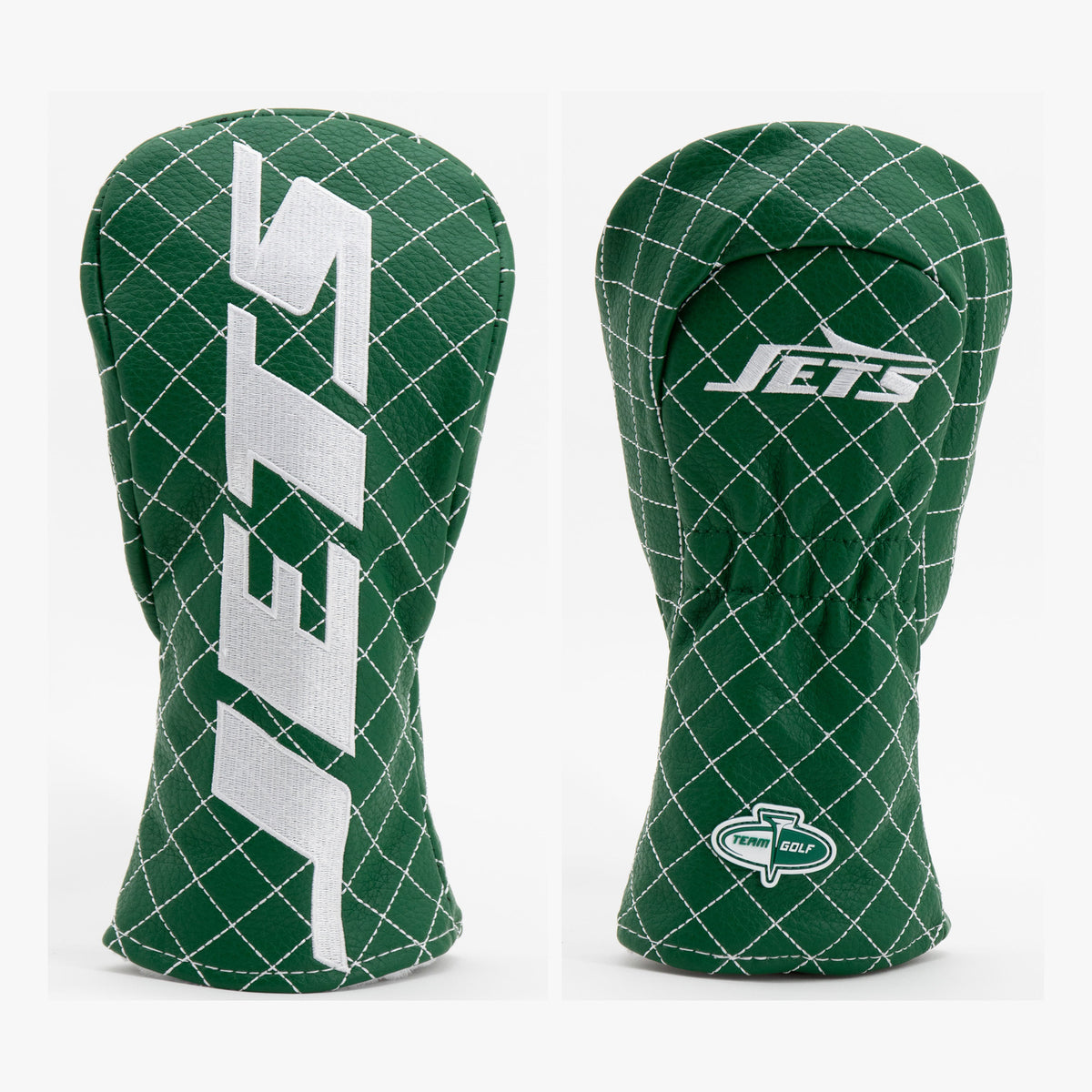 New York Jets Solid Quilted Fairway Headcover, front and back views