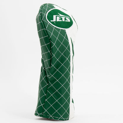 New York Jets Split Fairway quilted headcover, angled view