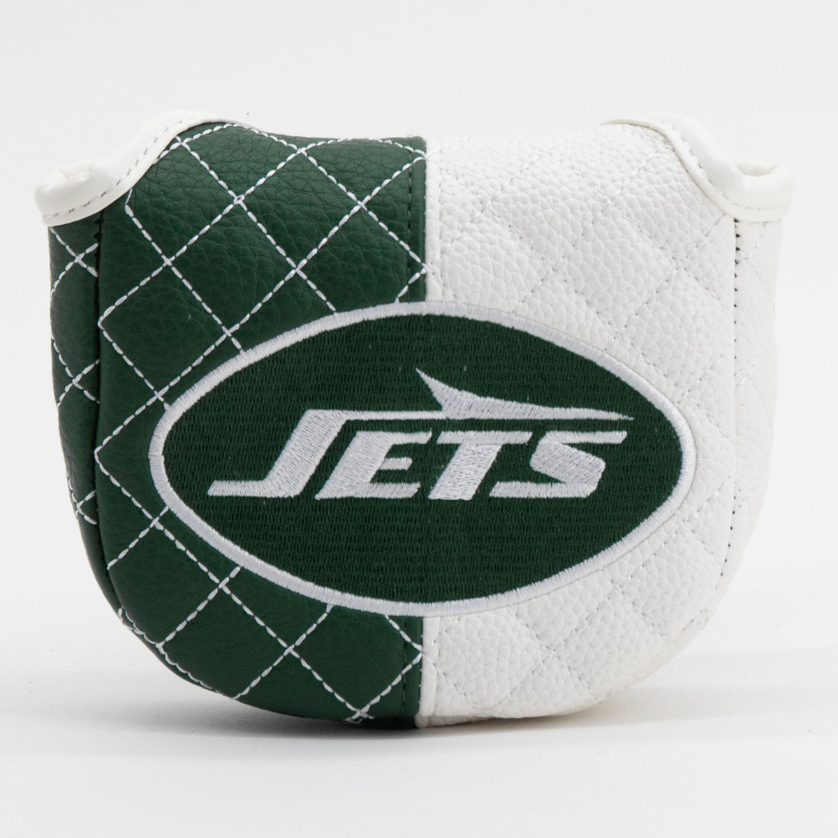 New York Jets Split Mallet Putter quilted headcover, front view
