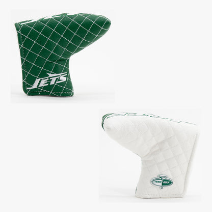 New York Jets Split Quilted Blade Putter Cover, front and back views