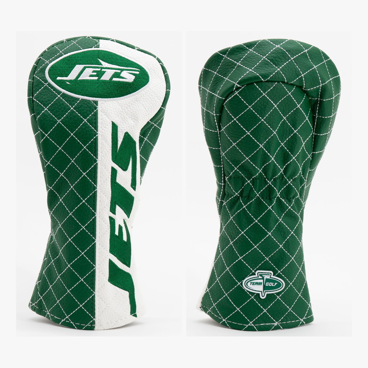 New York Jets Split Quilted Fairway Headcover, front and back views