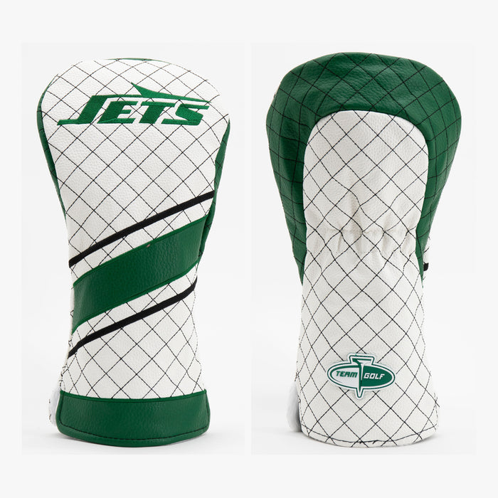 New York Jets Striped Quilted Driver Headcover, front and back views