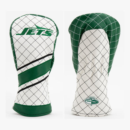 New York Jets Striped Quilted Fairway Headcover, front and back views