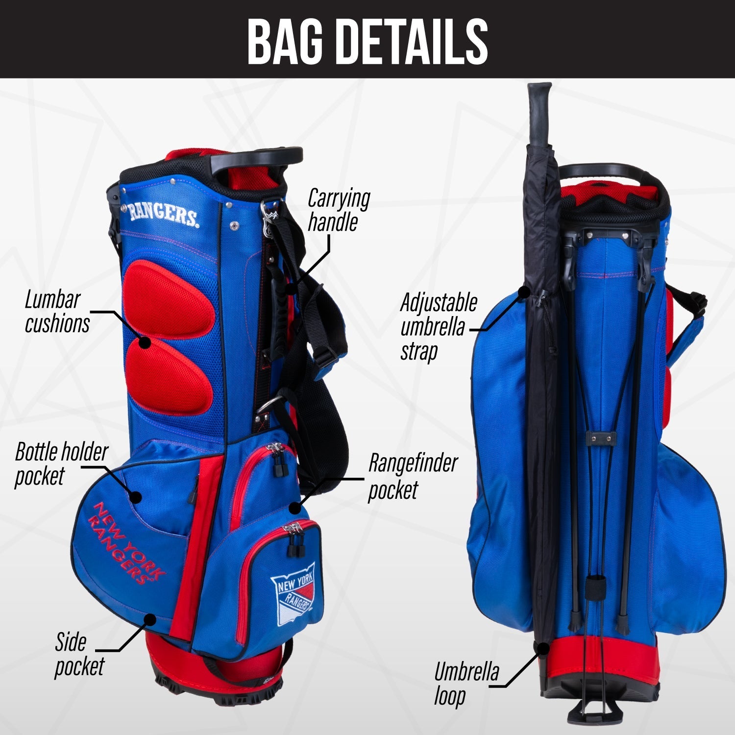 New York Rangers Fairway Stand Bag - Image 2 - Club Rehab