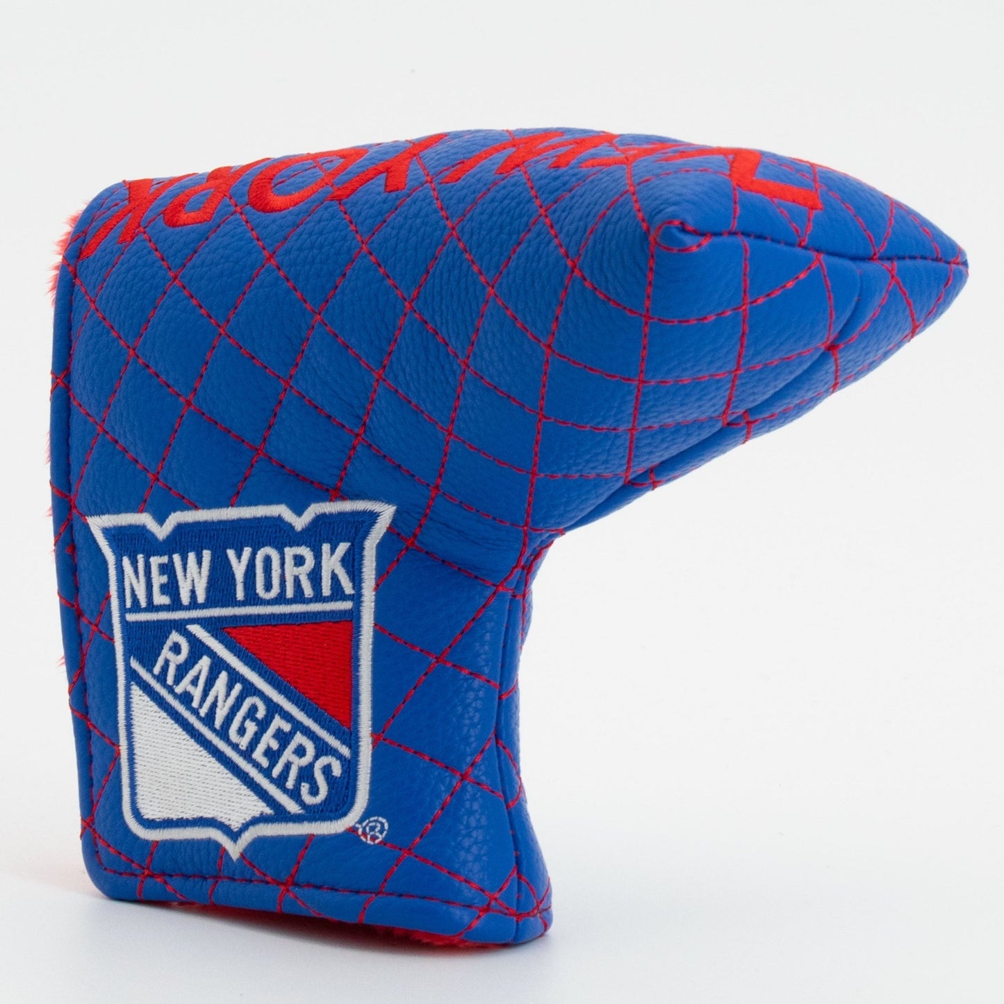 New York Rangers solid blade putter quilted golf headcover alternate view