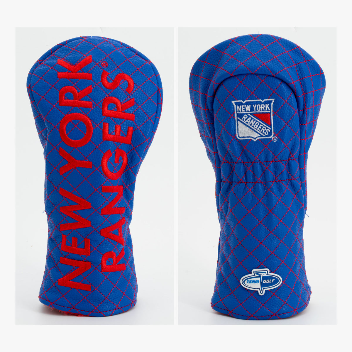 New York Rangers Solid Quilted Fairway Headcover, front and back views