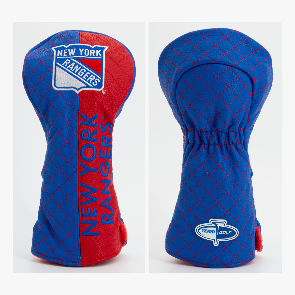 New York Rangers Split Quilted Driver Headcover, front and back views