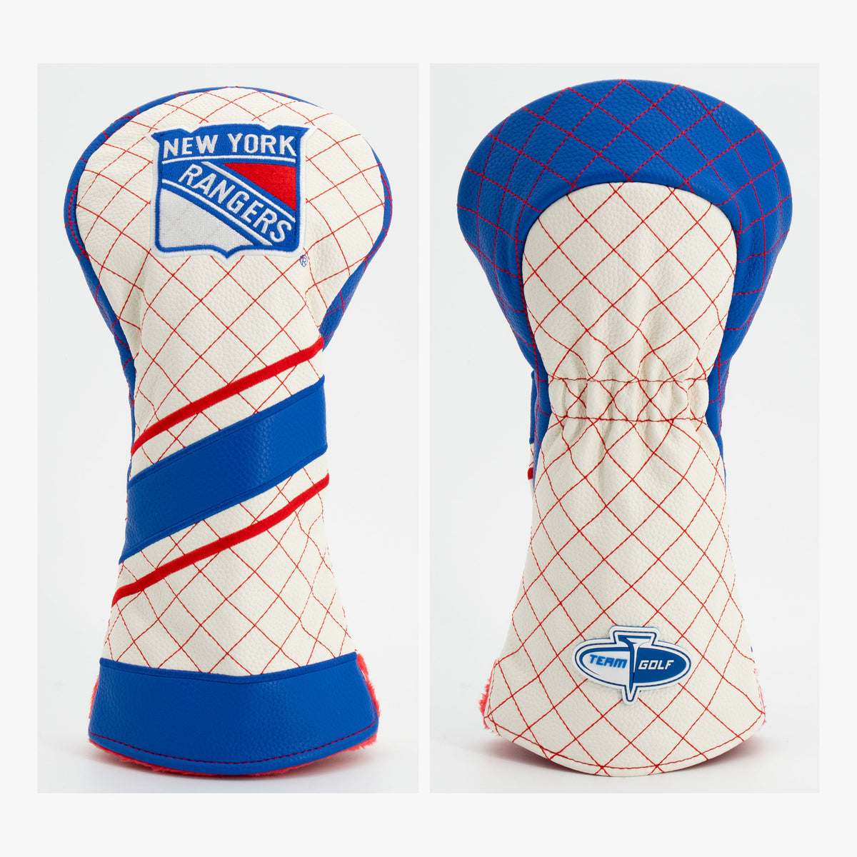 New York Rangers Striped Quilted Driver Headcover, front and back views