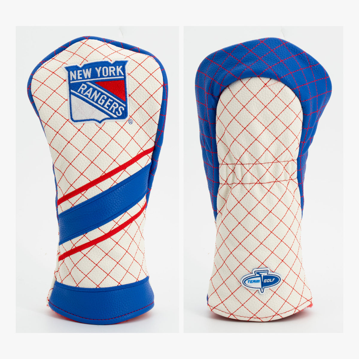 New York Rangers Striped Quilted Fairway Headcover, front and back views