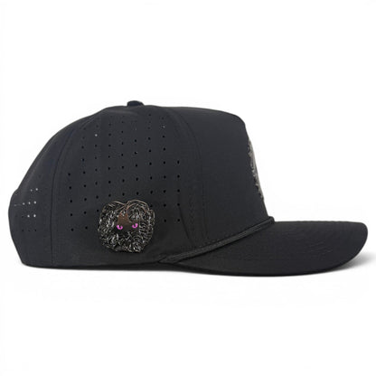 Night Stalker Golf Hat | Snapback Cap | Built-in Magnetic Ball Marker Holder + Marker Included | Adjustable | Animal Eyes Black - Club Rehab