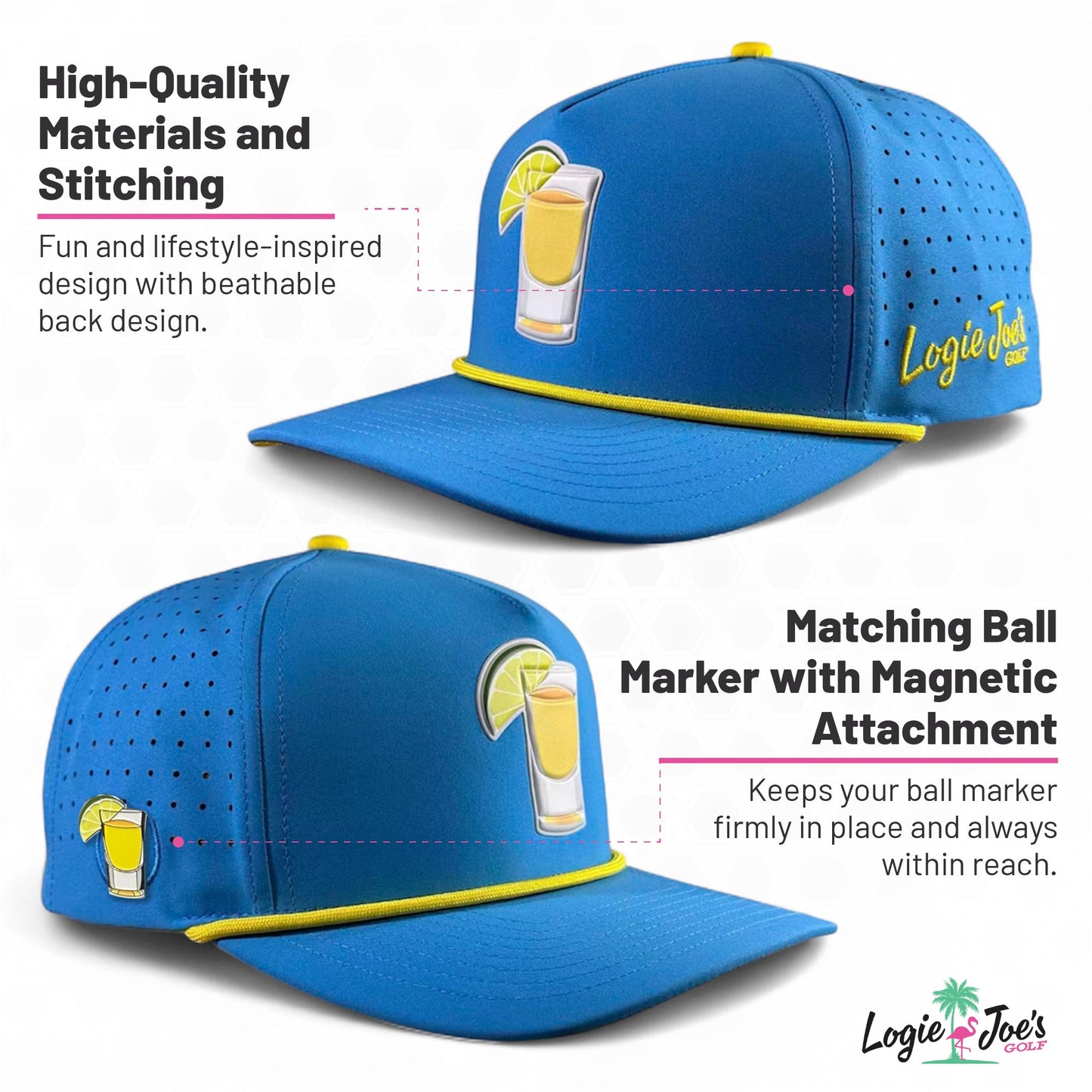 Night Stalker Golf Hat | Snapback Cap | Built-in Magnetic Ball Marker Holder + Marker Included | Adjustable | Animal Eyes Black - Club Rehab