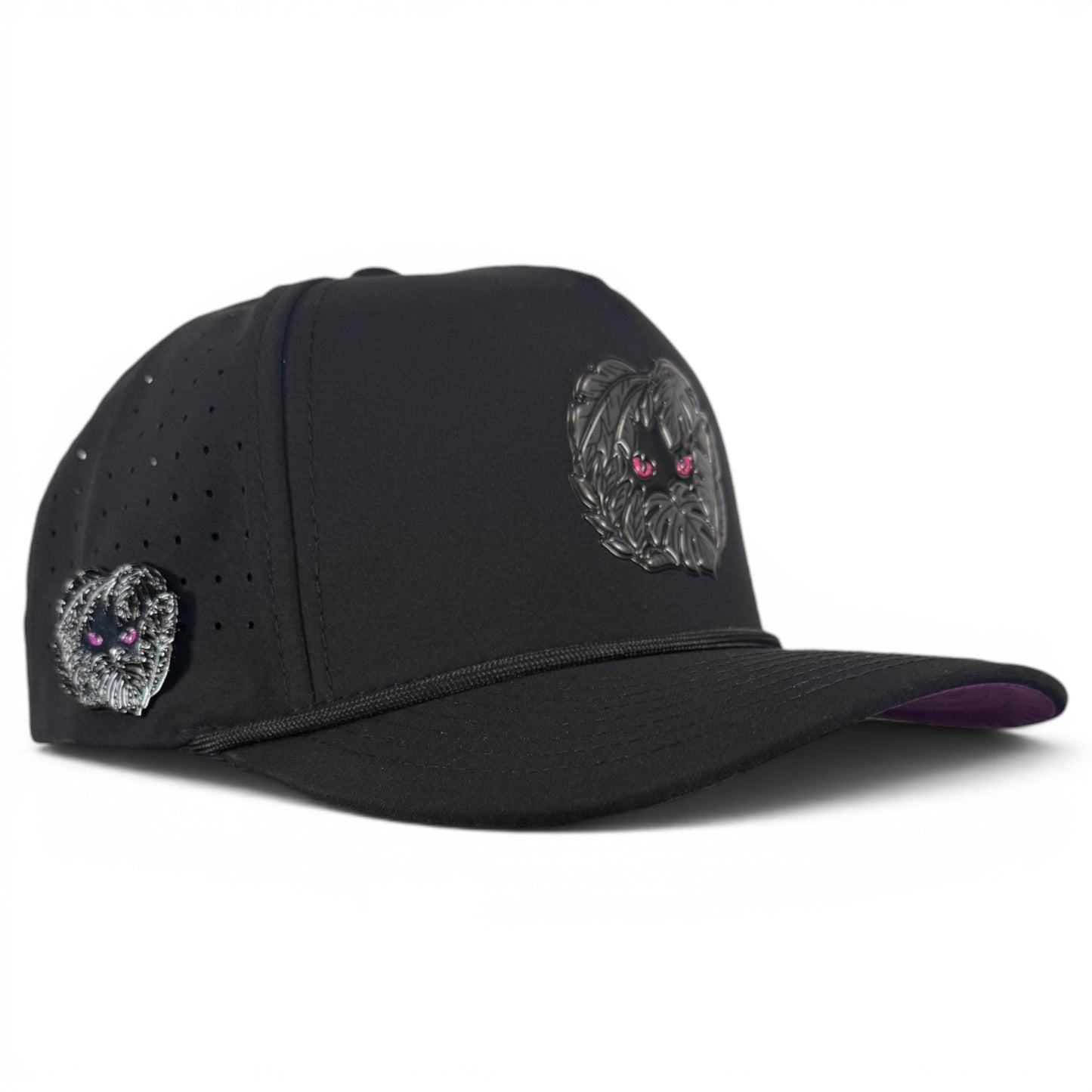 Night Stalker Golf Hat | Snapback Cap | Built-in Magnetic Ball Marker Holder + Marker Included | Adjustable | Animal Eyes Black - Club Rehab