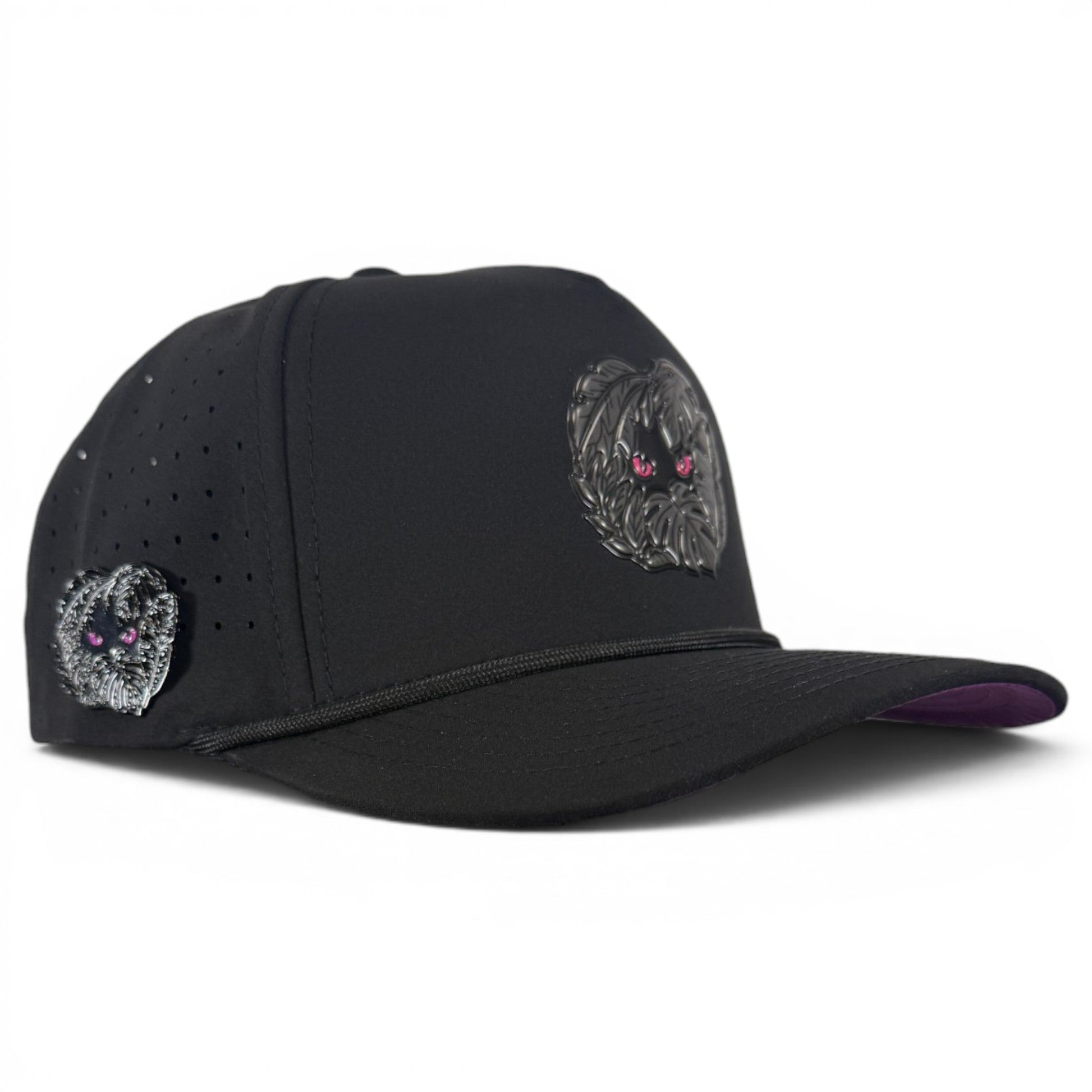 Night Stalker Golf Hat | Snapback Cap | Built-in Magnetic Ball Marker Holder + Marker Included | Adjustable | Animal Eyes Black - Club Rehab