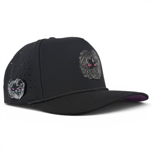 Night Stalker Golf Hat | Snapback Cap | Built-in Magnetic Ball Marker Holder + Marker Included | Adjustable | Animal Eyes Black - Club Rehab