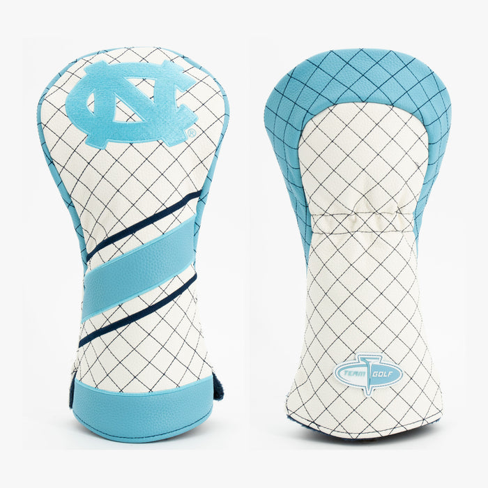 North Carolina Tar Heels Striped Quilted Driver Headcover, front and back views