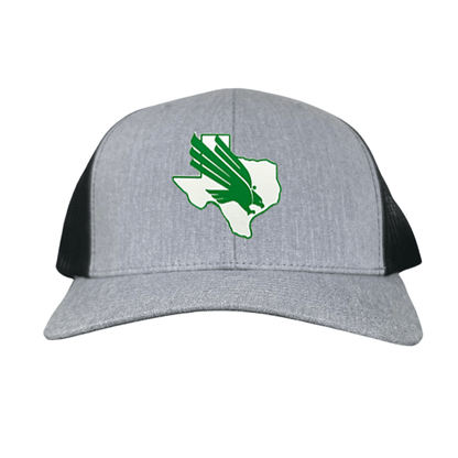 North Texas Diving Eagle Rubber Patch / 265 / UNT001 / MM - Heather Grey / Black Curved Bill Mesh Snapback - Club Rehab