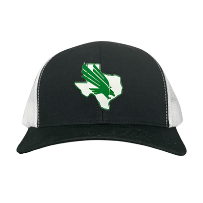 North Texas Diving Eagle Rubber Patch / 265 / UNT001 / MM - Black / White Curved Bill Mesh Snapback - Club Rehab