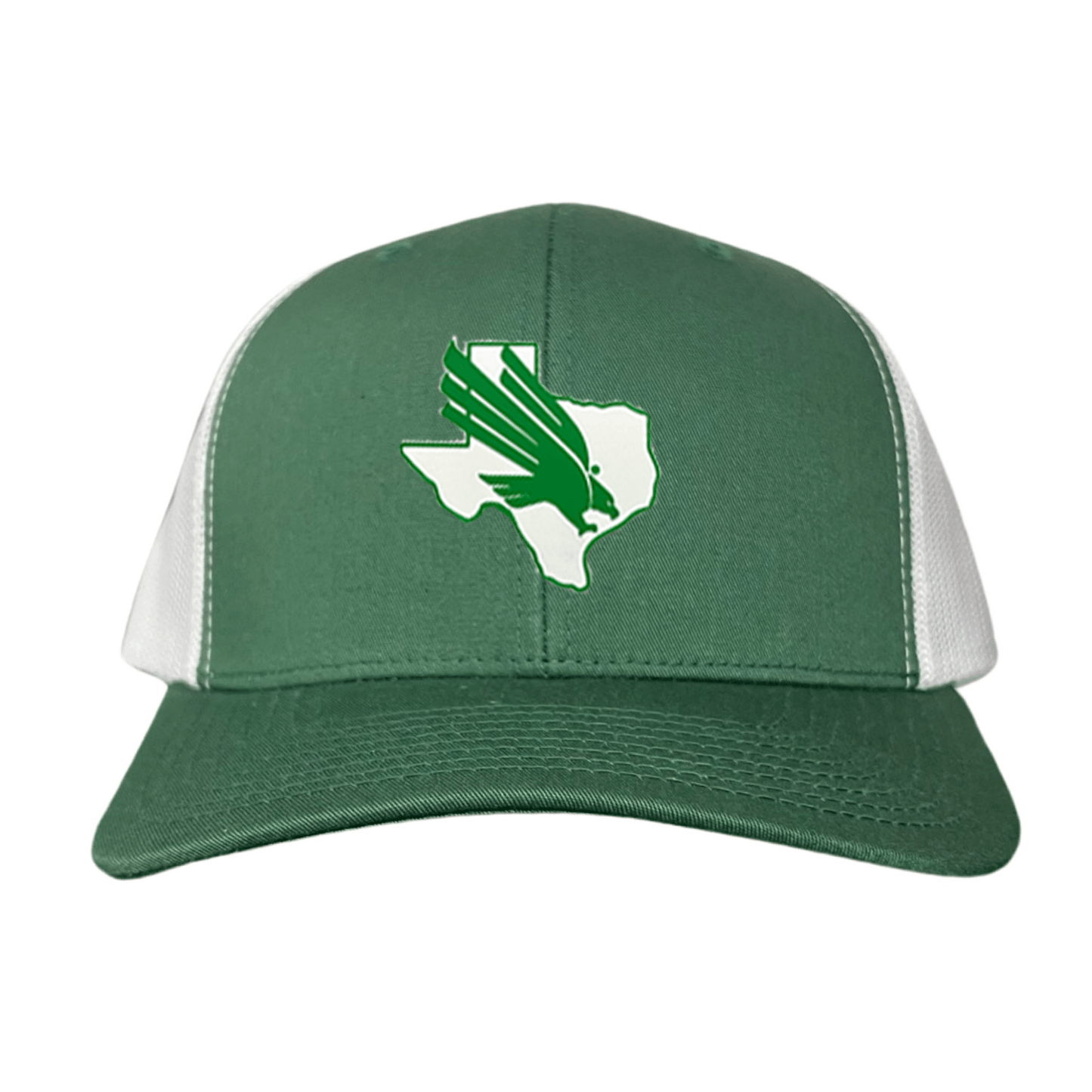 North Texas Diving Eagle Rubber Patch / 265 / UNT001 / MM - Green / White Curved Bill Mesh Snapback - Club Rehab