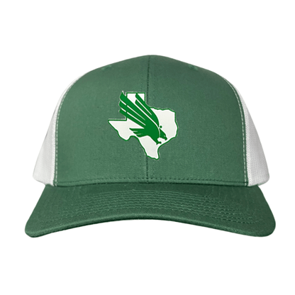North Texas Diving Eagle Rubber Patch / 265 / UNT001 / MM - Green / White Curved Bill Mesh Snapback - Club Rehab