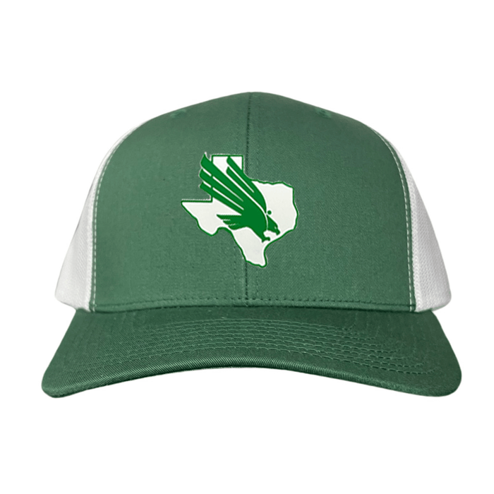 North Texas Diving Eagle Rubber Patch / 265 / UNT001 / MM - Green / White Curved Bill Mesh Snapback - Club Rehab