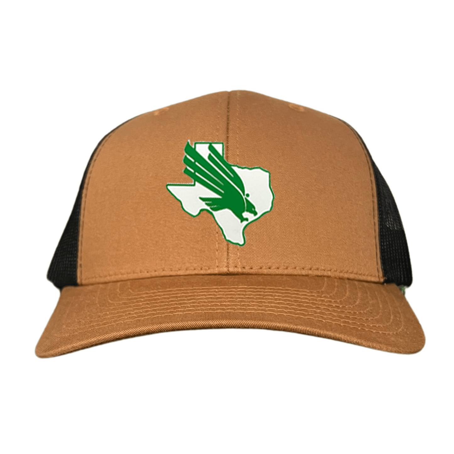 North Texas Diving Eagle Rubber Patch / 265 / UNT001 / MM - Caramel / Black Curved Bill Mesh Snapback - Club Rehab