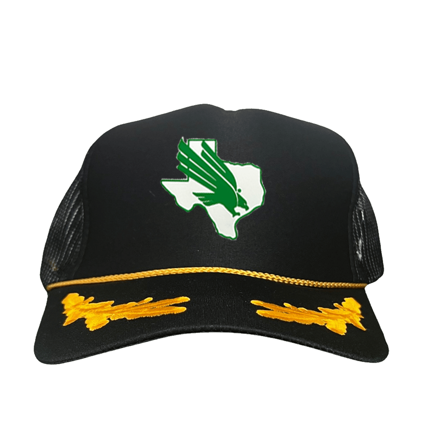 North Texas Diving Eagle Rubber Patch / 265 / UNT001 / MM - Foam Black/Gold Mesh Snapback - Club Rehab
