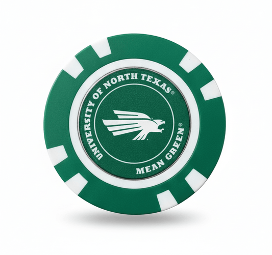 Green and white circular object with a logo on a white background