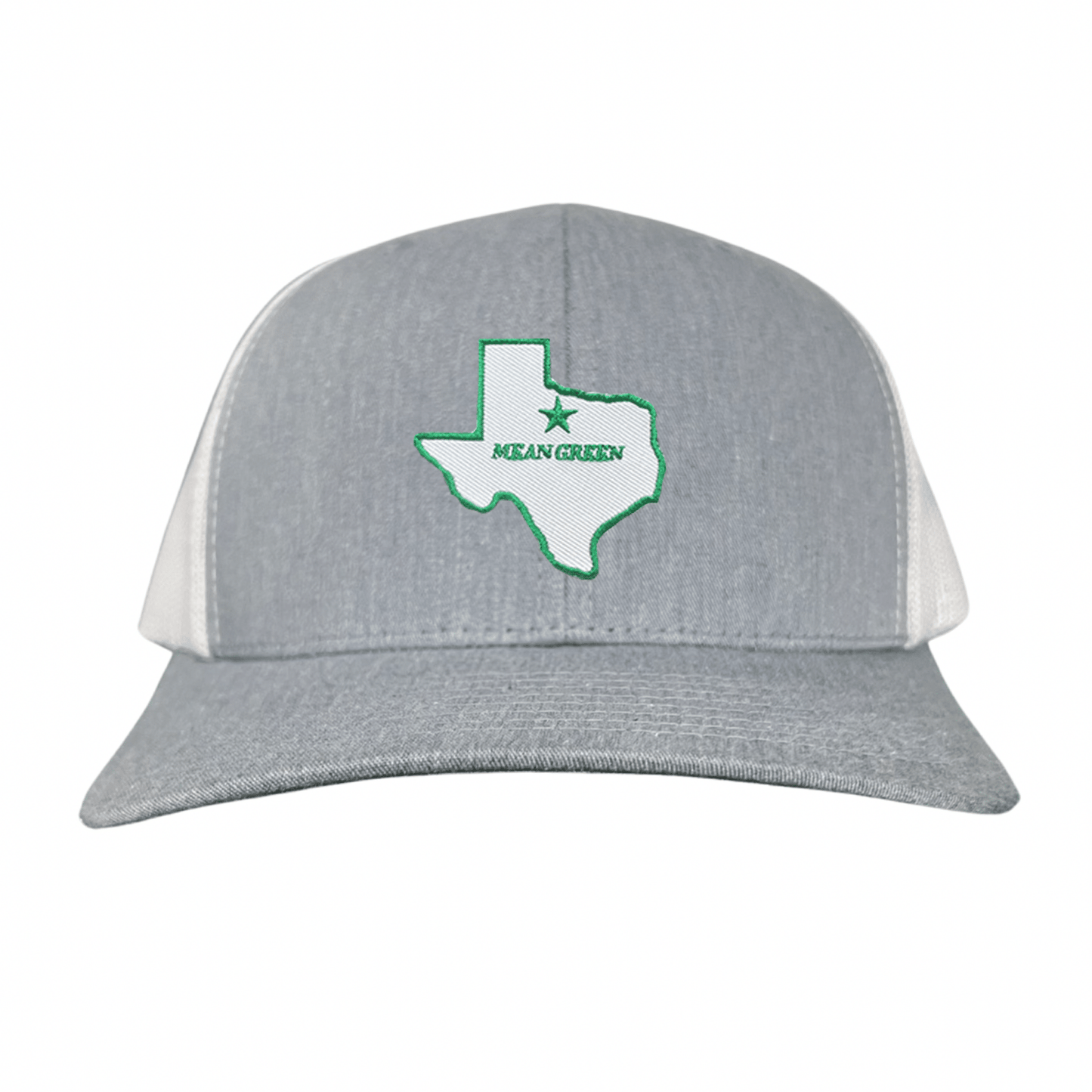 North Texas State of Texas Mean Green / 264 / UNT087 / MM - Heather Grey / White Curved Bill Mesh Snapback - Club Rehab