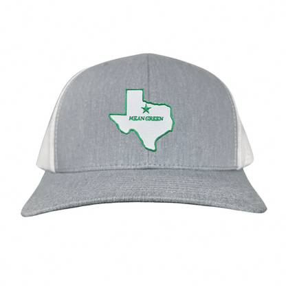 North Texas State of Texas Mean Green / 264 / UNT087 / MM - Heather Grey / White Curved Bill Mesh Snapback - Club Rehab