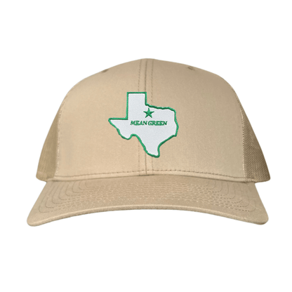 North Texas State of Texas Mean Green / 264 / UNT087 / MM - Khaki Curved Bill Mesh Snapback - Club Rehab