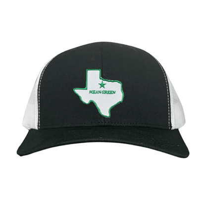 North Texas State of Texas Mean Green / 264 / UNT087 / MM - Black / White Curved Bill Mesh Snapback - Club Rehab