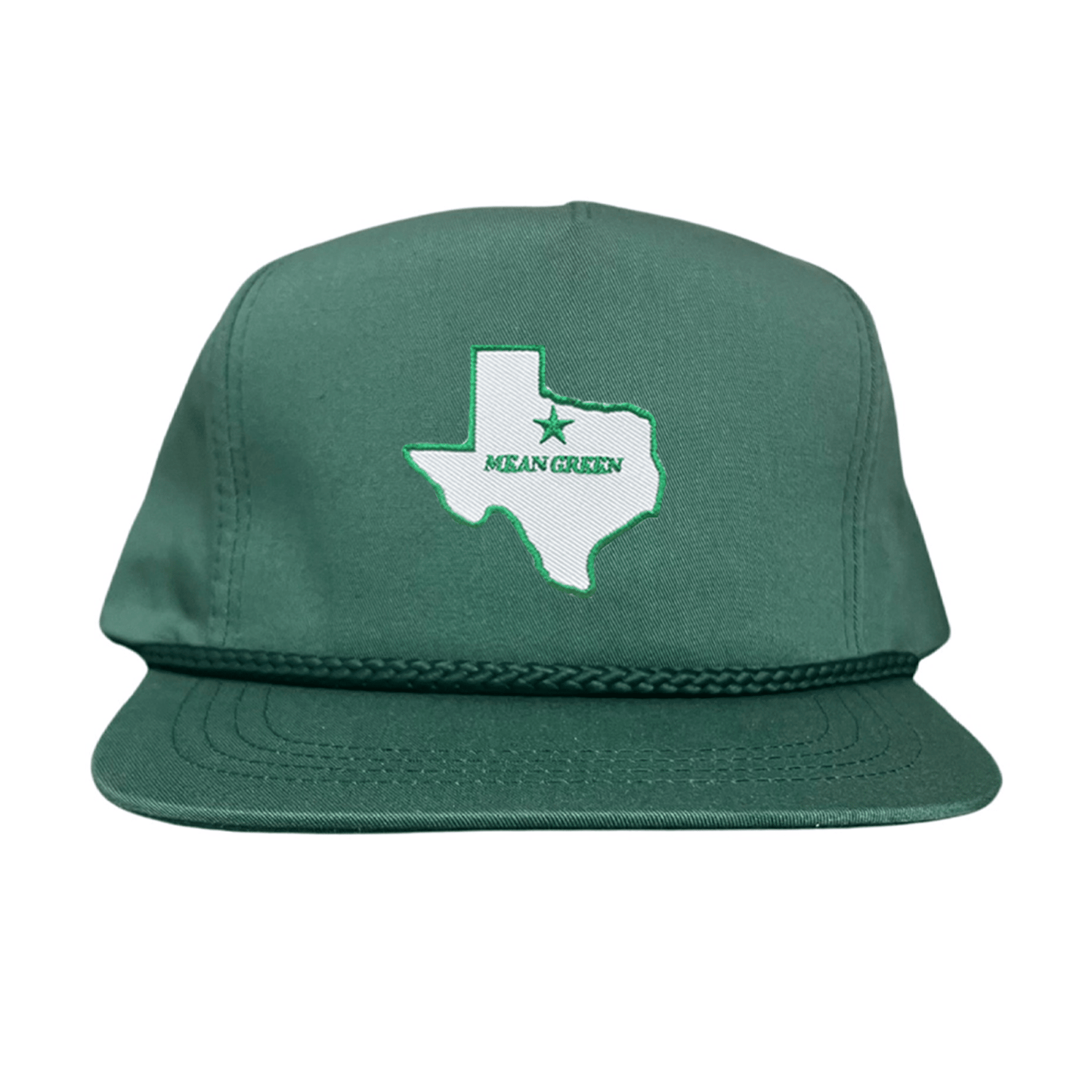 North Texas State of Texas Mean Green / 264 / UNT087 / MM - Flatbill Green Rope Canvas Snapback - Club Rehab