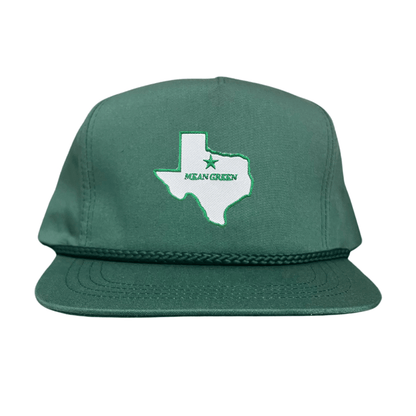 North Texas State of Texas Mean Green / 264 / UNT087 / MM - Flatbill Green Rope Canvas Snapback - Club Rehab