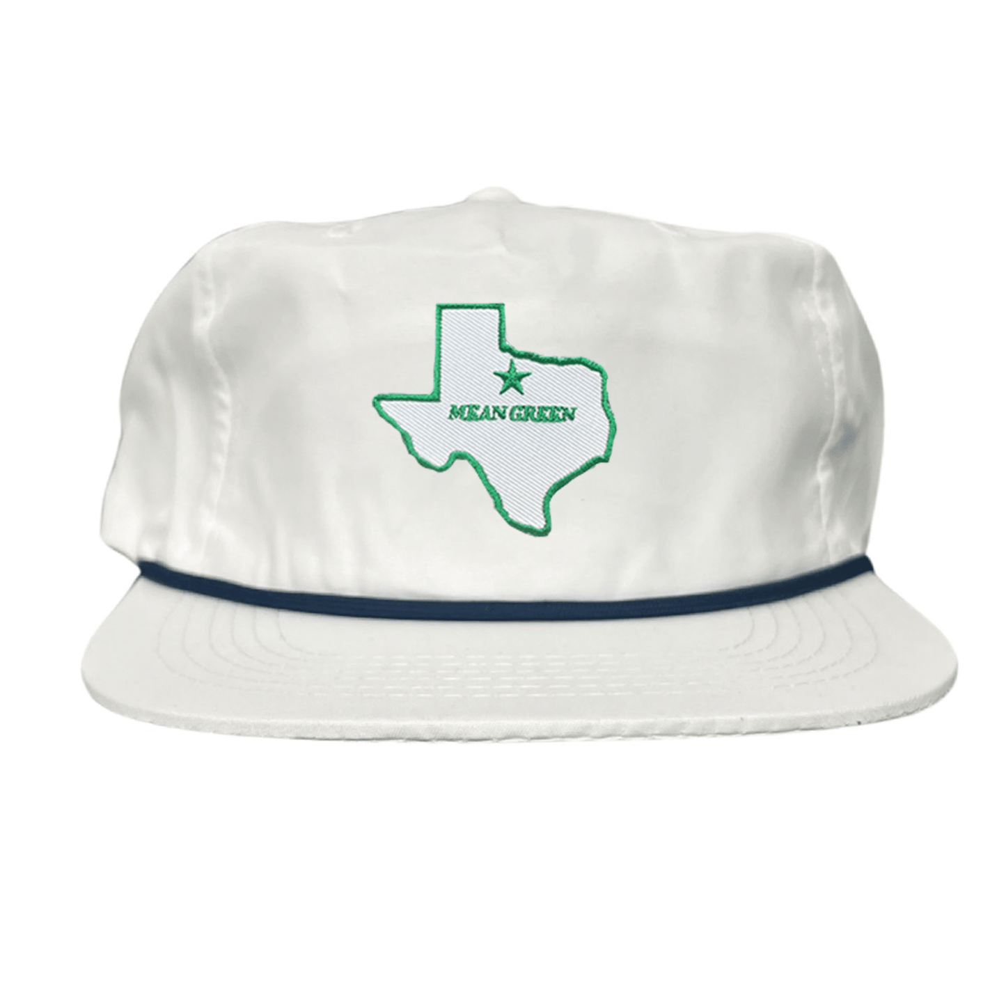 North Texas State of Texas Mean Green / 264 / UNT087 / MM - Flatbill White with Navy Rope - Club Rehab