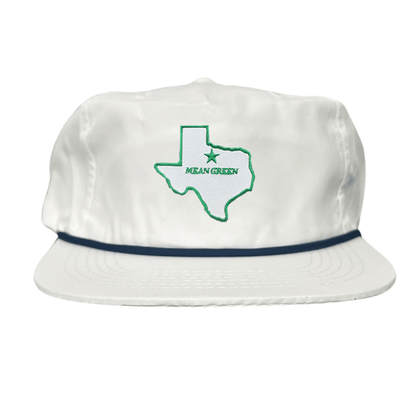 North Texas State of Texas Mean Green / 264 / UNT087 / MM - Flatbill White with Navy Rope - Club Rehab