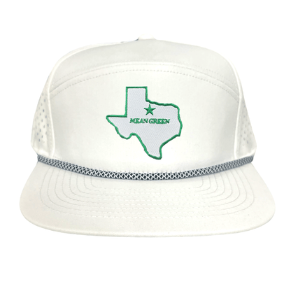 North Texas State of Texas Mean Green / 264 / UNT087 / MM - Flatbill White with Black/White Rope Laser Cut - Club Rehab