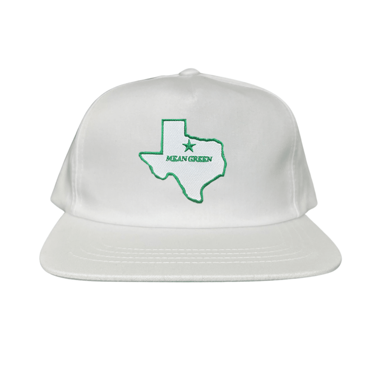 North Texas State of Texas Mean Green / 264 / UNT087 / MM - Flatbill White Canvas Snapback - Club Rehab