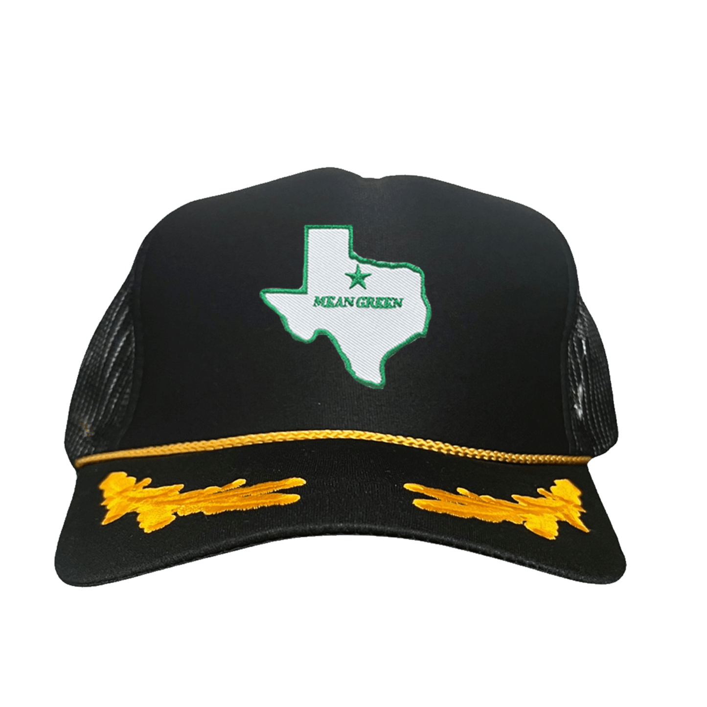 North Texas State of Texas Mean Green / 264 / UNT087 / MM - Foam Black/Gold Mesh Snapback - Club Rehab