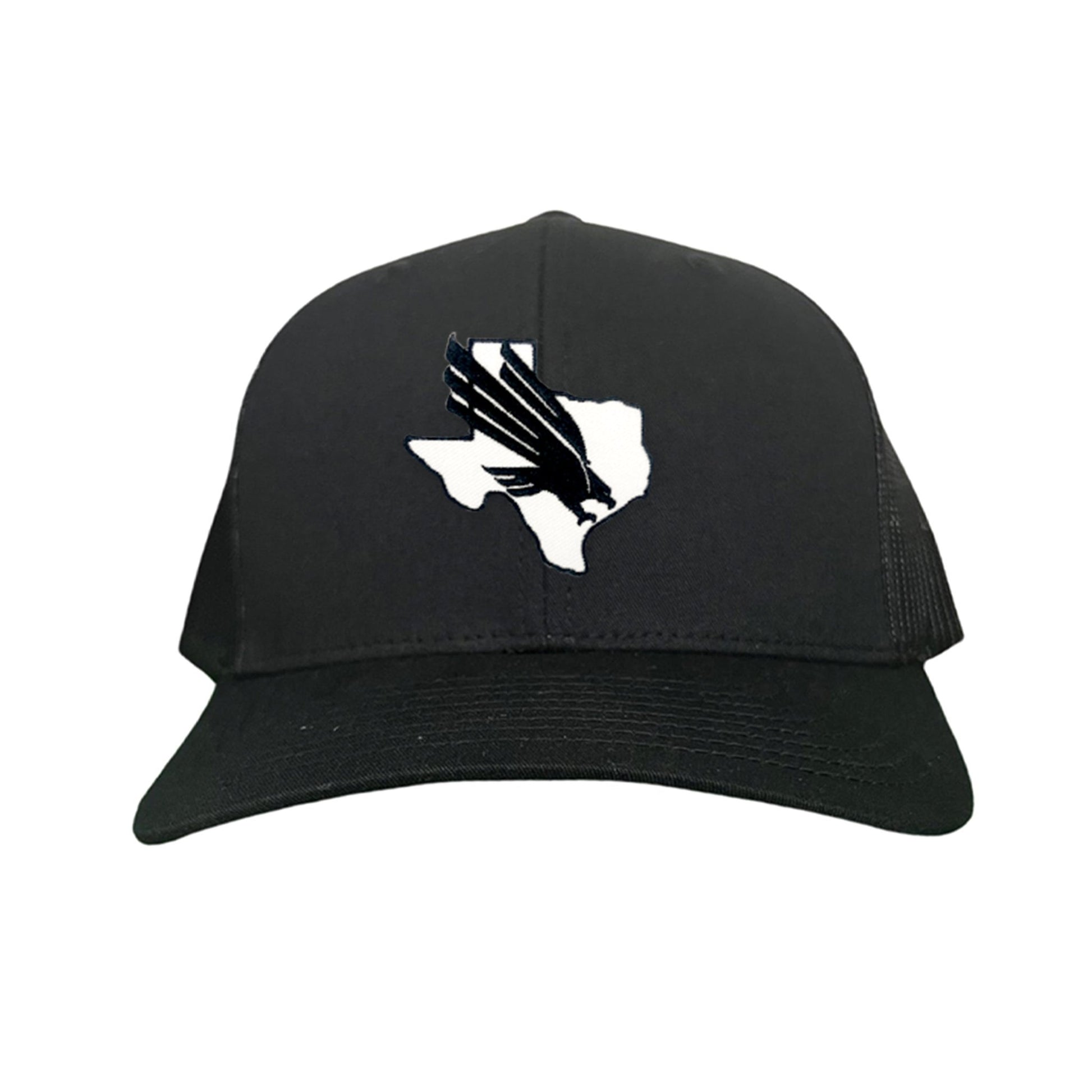 North Texas UNT Bird Black & White / 245 / MM - Black Curved Bill Mesh Snapback - Club Rehab